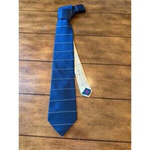 Tommy Hilfiger Blue and White Stripe 100% silk necktie